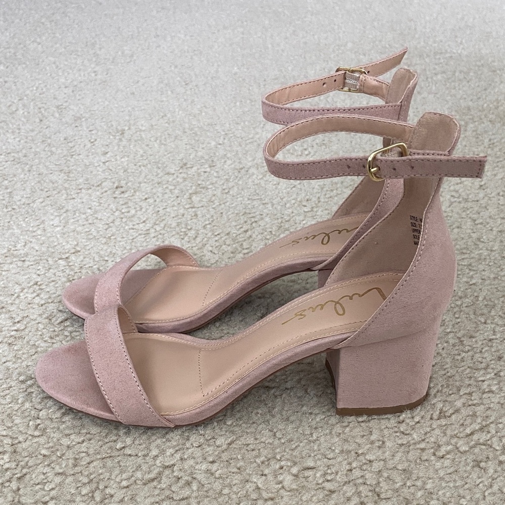 Lulu's Blush Pink Suede Block Heels
